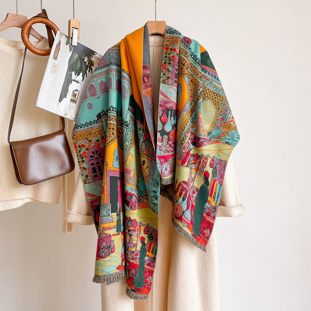 Pashmina Wrap Large - Женский шарф из искусственного кашемира, двусторонний