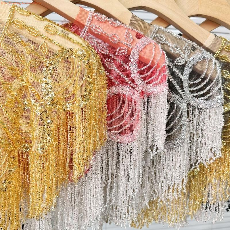 Stole Wedding Shawl - G92D Вышитые блестками кисточки из бисера