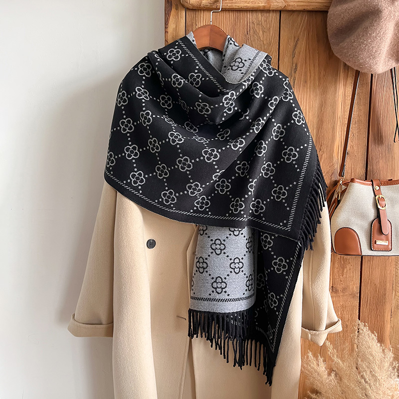 Woven Scarf Blanket - Брендовый жаккардовый дизайн, зимний двусторонний шарф,