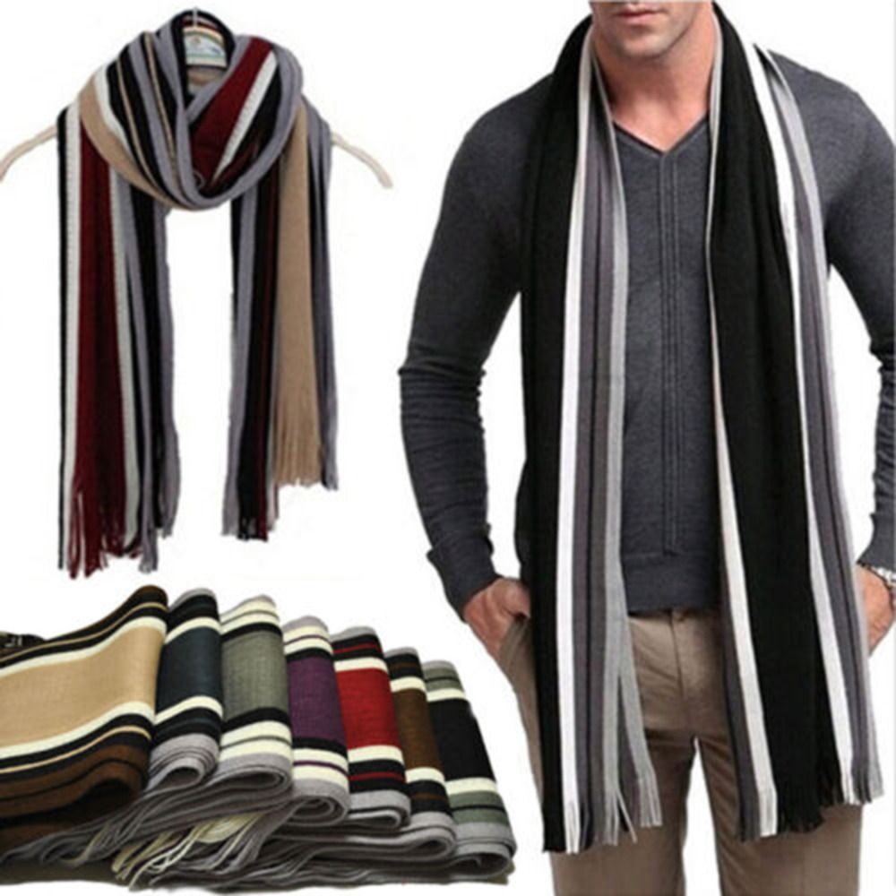 Кашемировый мужской полосатый  – обзор и цена Muffler Men Wool