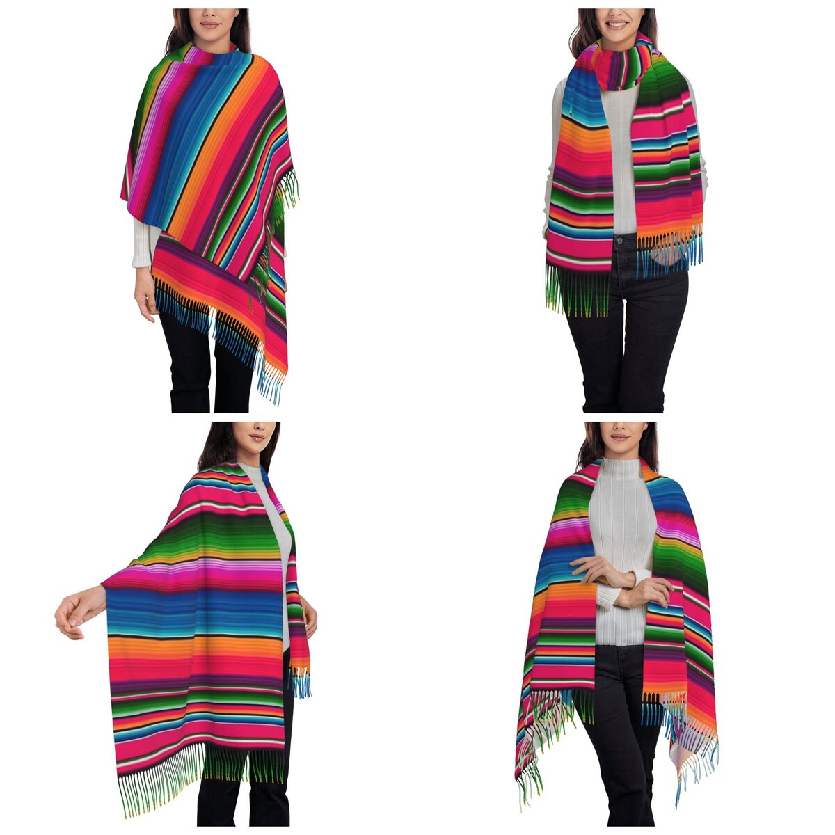 Мексиканское одеяло, полосатый – обзор и цена Woven Scarf Blanket